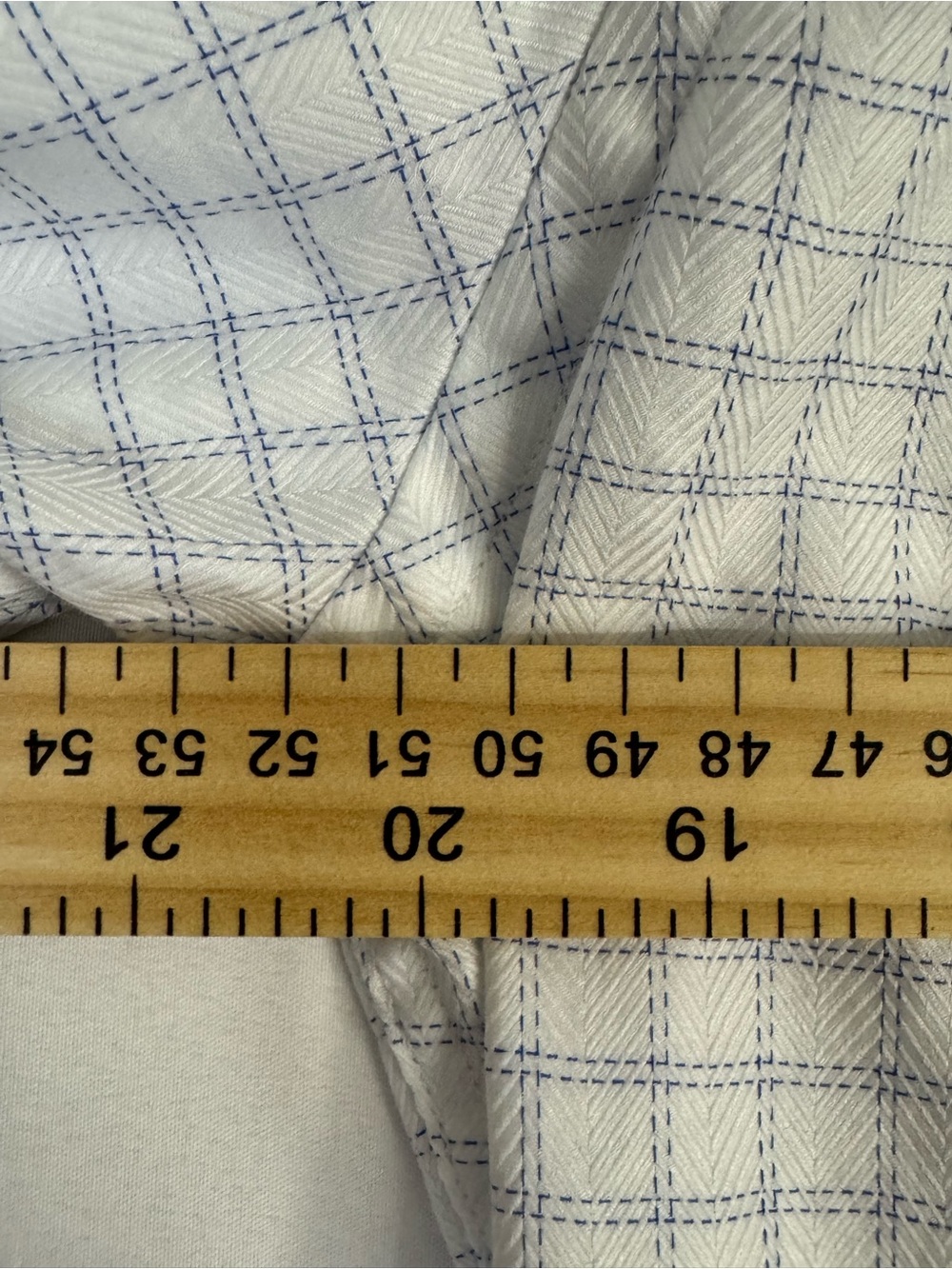 David Donahue White Shirt with Light Blue Windowpane Check - Picture 8 of 9